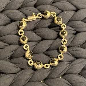 Sterling Silver 925 Mexico Vintage Onyx Circle Bead Bracelet